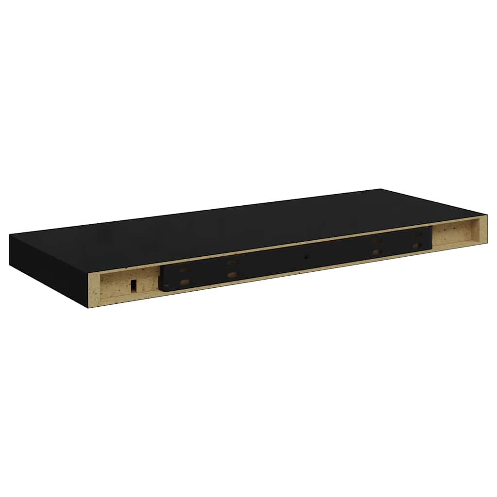 Scaffali A Parete 2 Pz 60X23,5X3,8 Cm In Mdf Nero Lucido