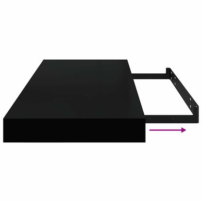 Scaffali A Parete 2 Pz 60X23,5X3,8 Cm In Mdf Nero Lucido