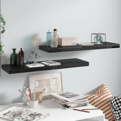 Scaffali A Parete 2 Pz 60X23,5X3,8 Cm In Mdf Nero Lucido