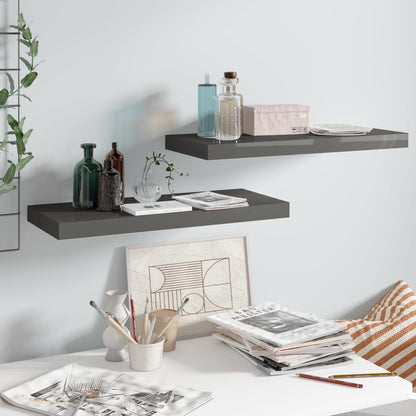 Scaffali A Parete 4 Pz 90X23,5X3,8 Cm In Mdf Grigio Lucido