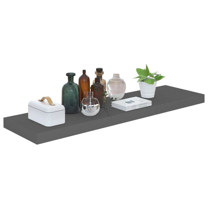 Scaffali A Parete 4 Pz 90X23,5X3,8 Cm In Mdf Grigio Lucido