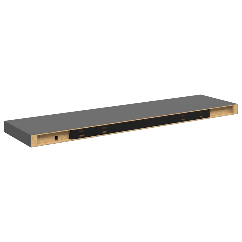 Scaffali A Parete 4 Pz 90X23,5X3,8 Cm In Mdf Grigio Lucido