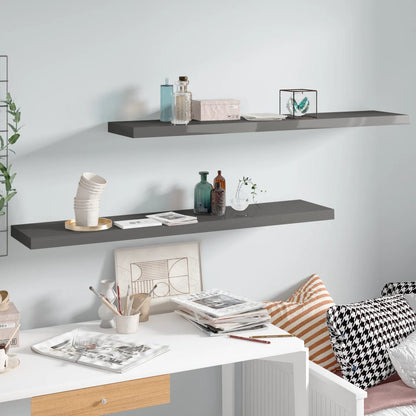 Scaffali A Parete 4 Pz 90X23,5X3,8 Cm In Mdf Grigio Lucido