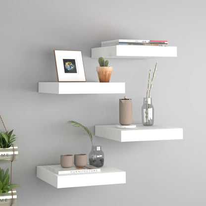 Scaffali A Parete 4 Pz Bianchi 120X23,5X3,8 Cm In Mdf Bianco