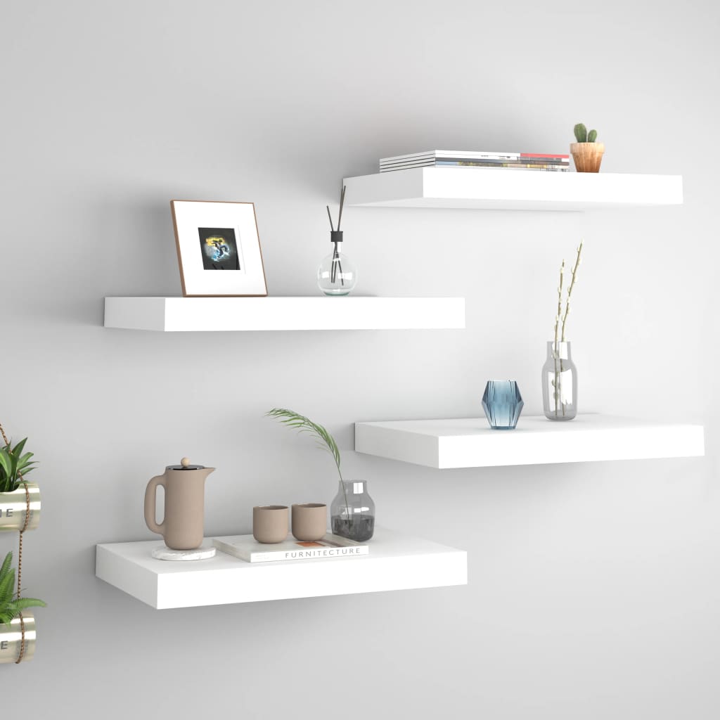 Scaffali A Parete 4 Pz Bianchi 120X23,5X3,8 Cm In Mdf Bianco