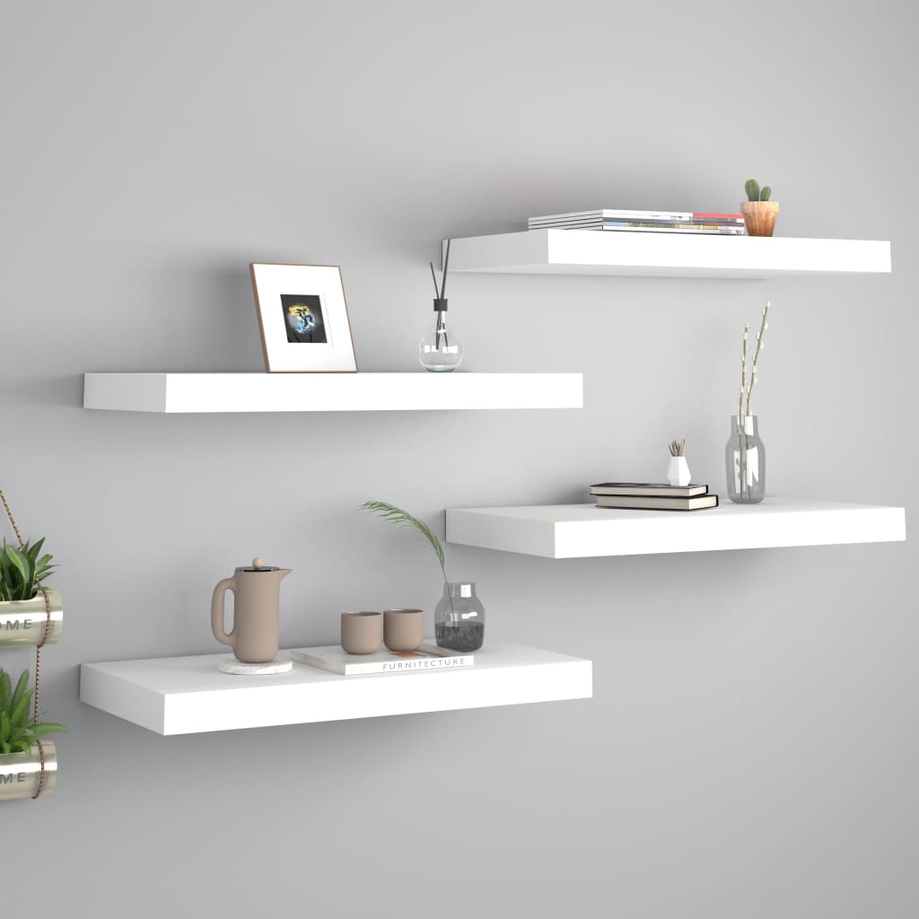 Scaffali A Parete 4 Pz Bianchi 120X23,5X3,8 Cm In Mdf Bianco
