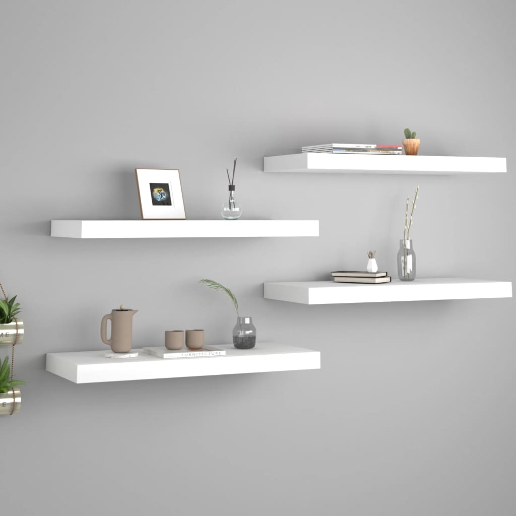 Scaffali A Parete 4 Pz Bianchi 120X23,5X3,8 Cm In Mdf Bianco