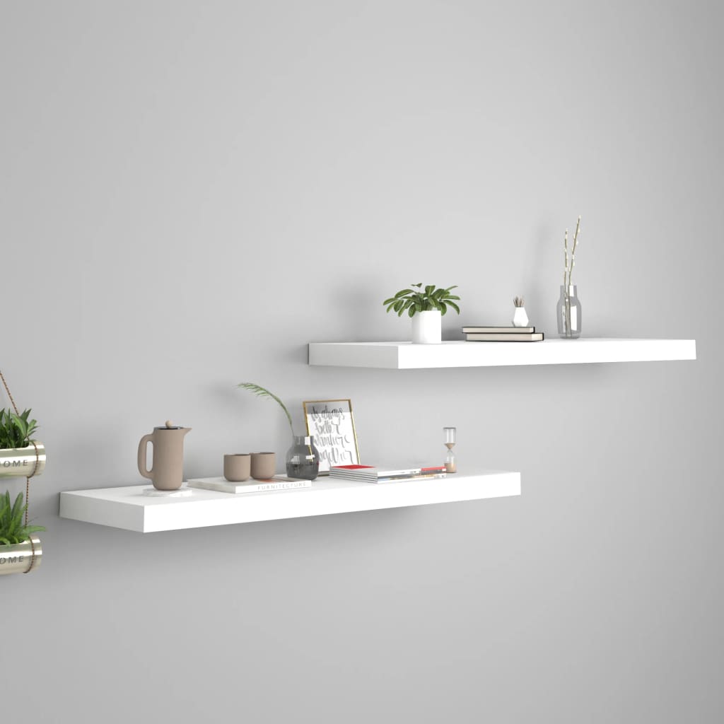 Scaffali A Parete 4 Pz Bianchi 120X23,5X3,8 Cm In Mdf Bianco