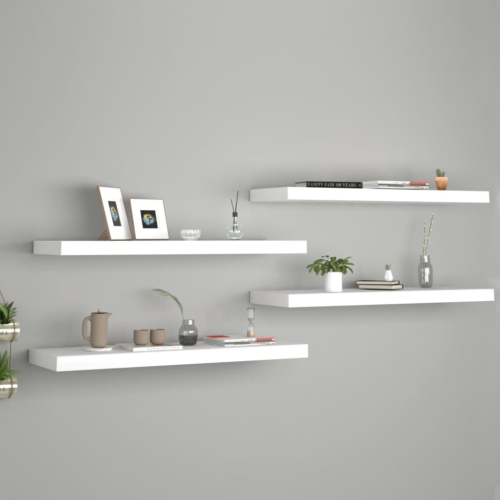 Scaffali A Parete 4 Pz Bianchi 120X23,5X3,8 Cm In Mdf Bianco