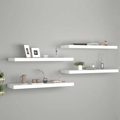 Scaffali A Parete 4 Pz Bianchi 120X23,5X3,8 Cm In Mdf Bianco