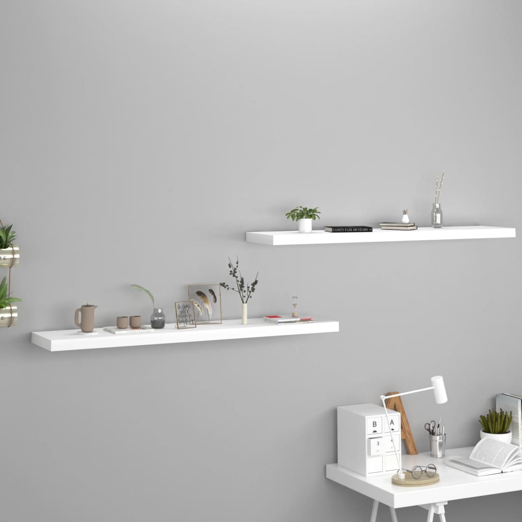 Scaffali A Parete 4 Pz Bianchi 120X23,5X3,8 Cm In Mdf Bianco