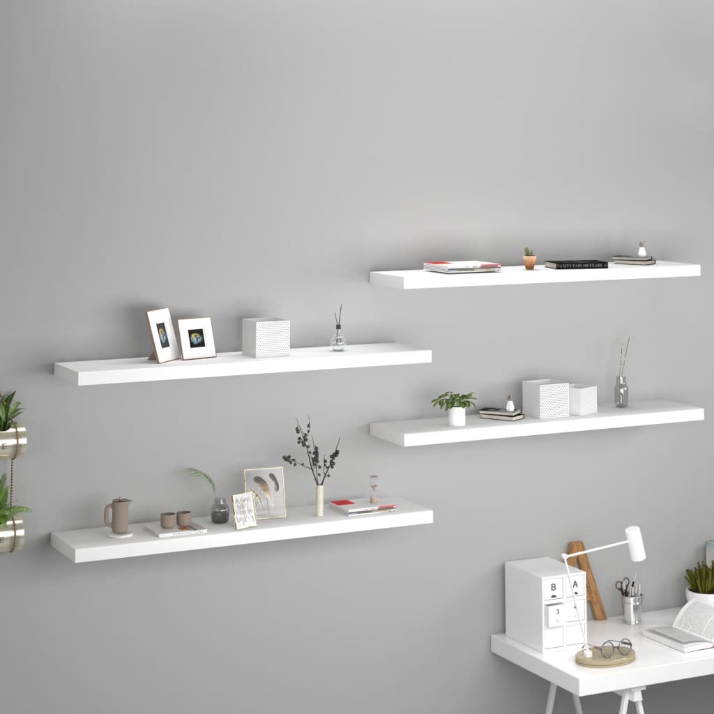 Scaffali A Parete 4 Pz Bianchi 120X23,5X3,8 Cm In Mdf Bianco