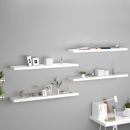 Scaffali A Parete 4 Pz Bianchi 120X23,5X3,8 Cm In Mdf Bianco