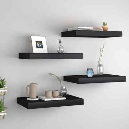 Scaffali A Parete 4 Pz Neri 120X23,5X3,8 Cm In Mdf Nero