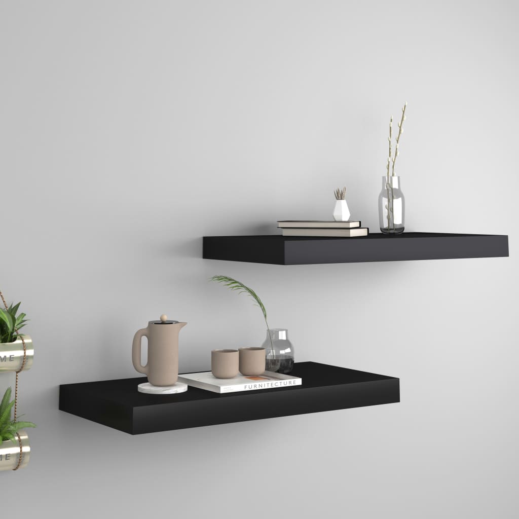 Scaffali A Parete 4 Pz Neri 120X23,5X3,8 Cm In Mdf Nero