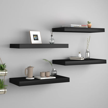 Scaffali A Parete 4 Pz Neri 120X23,5X3,8 Cm In Mdf Nero