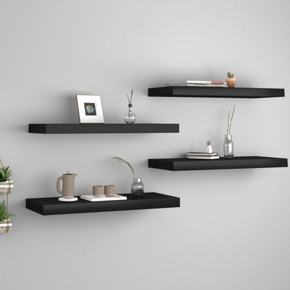 Scaffali A Parete 4 Pz Neri 120X23,5X3,8 Cm In Mdf Nero