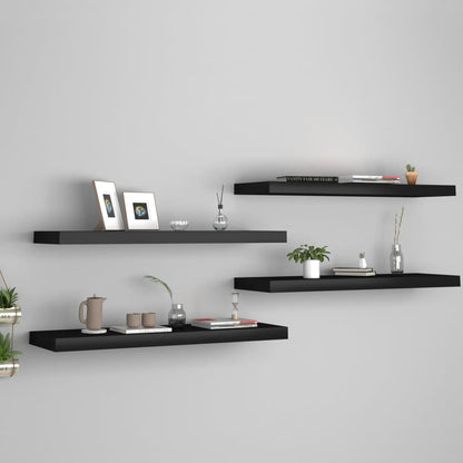 Scaffali A Parete 4 Pz Neri 120X23,5X3,8 Cm In Mdf Nero