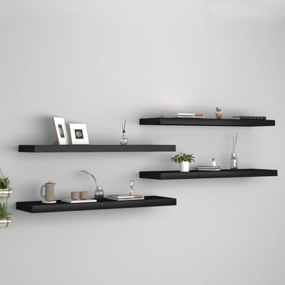 Scaffali A Parete 4 Pz Neri 120X23,5X3,8 Cm In Mdf Nero