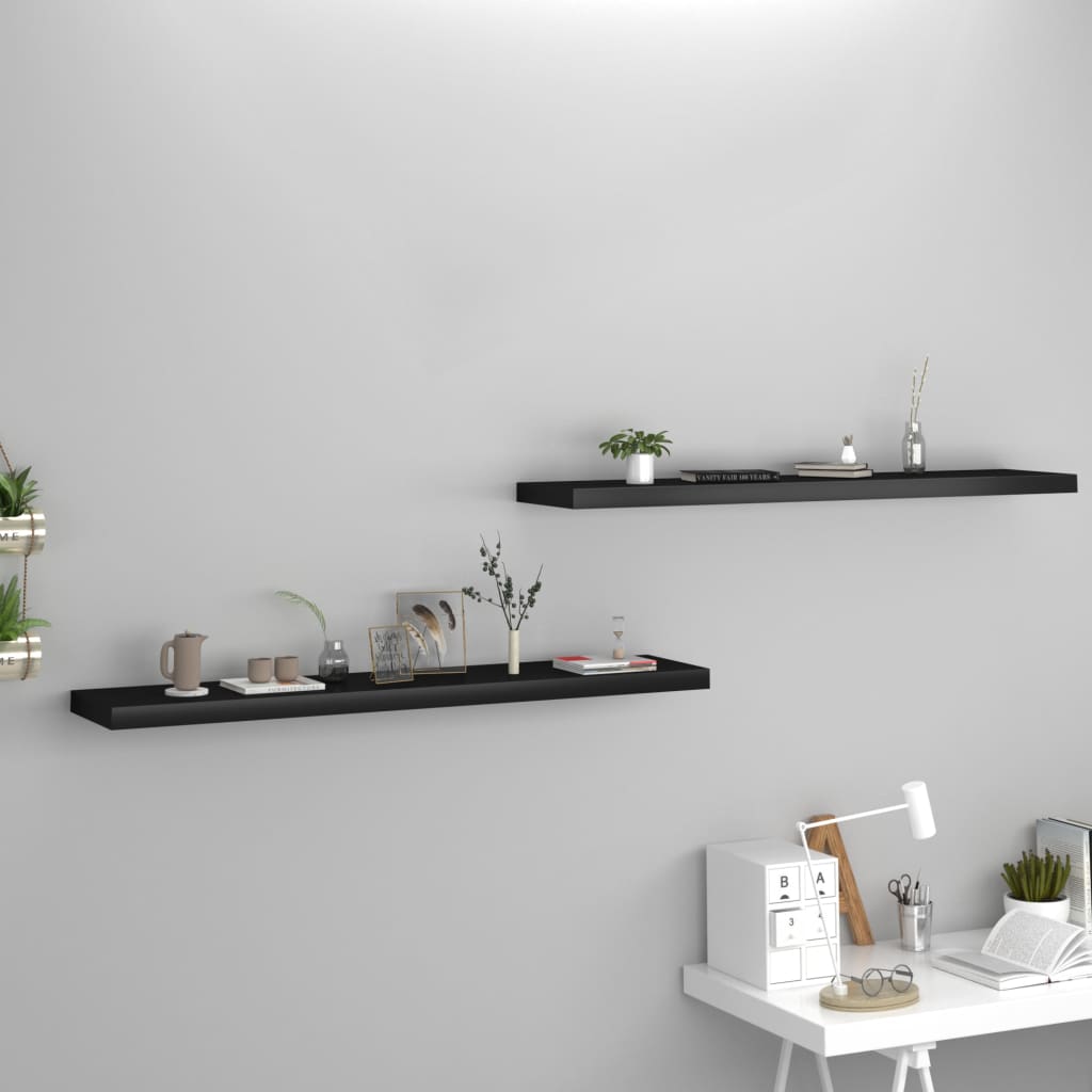 Scaffali A Parete 4 Pz Neri 120X23,5X3,8 Cm In Mdf Nero