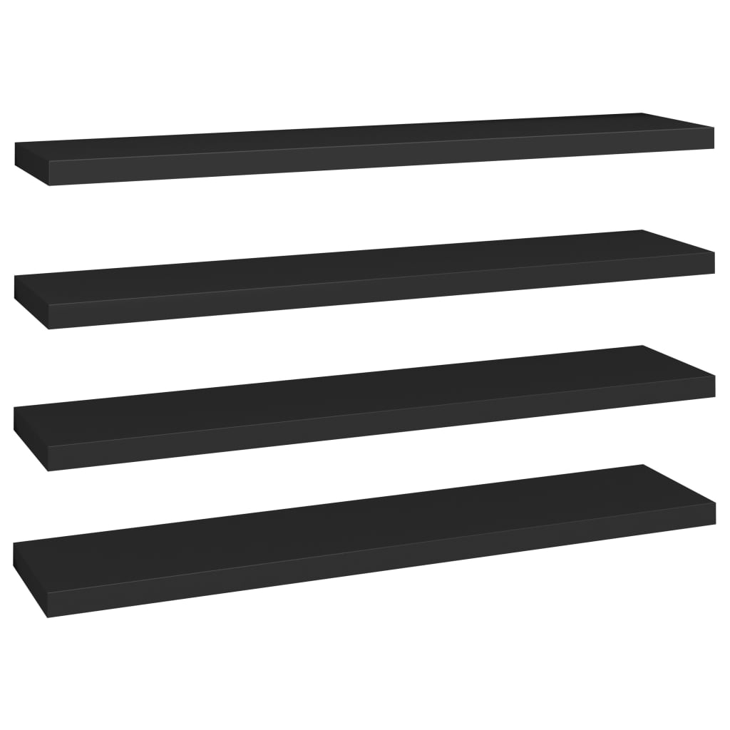 Scaffali A Parete 4 Pz Neri 120X23,5X3,8 Cm In Mdf Nero