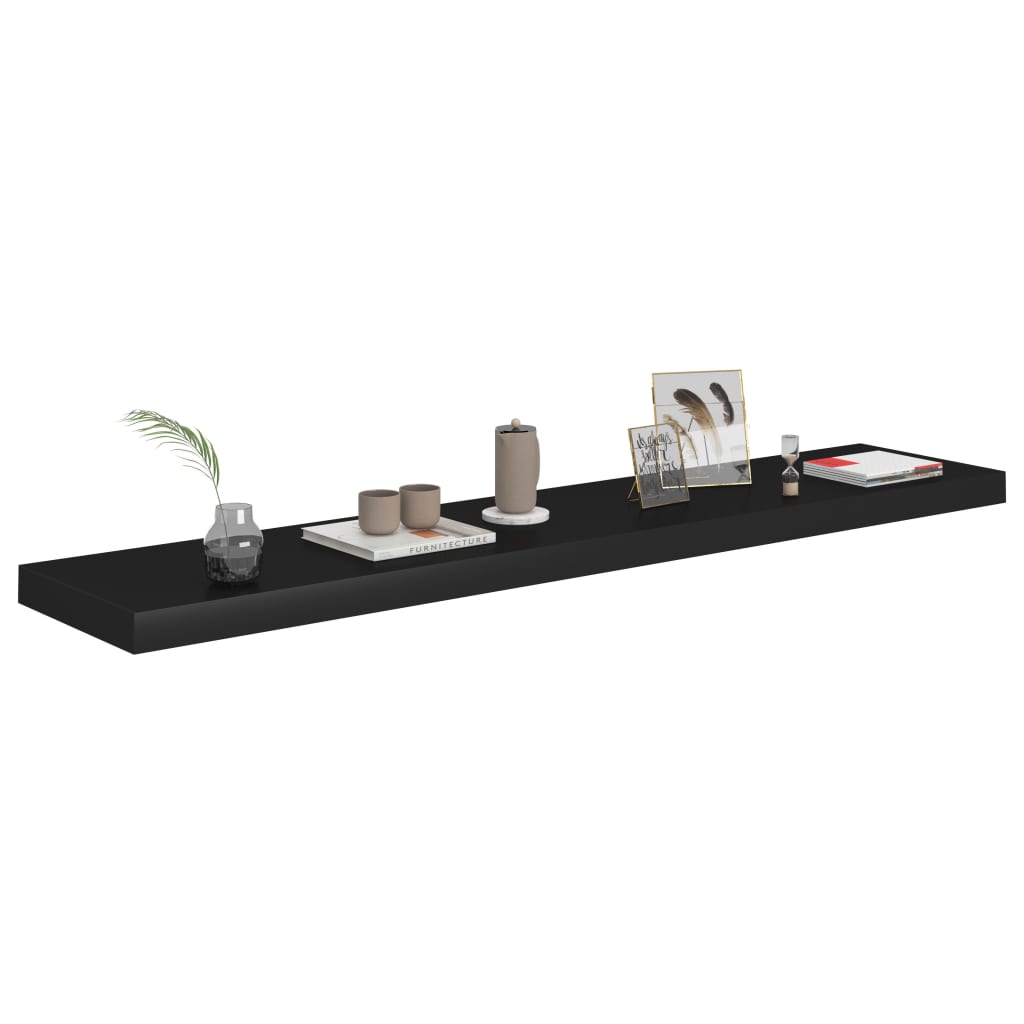 Scaffali A Parete 4 Pz Neri 120X23,5X3,8 Cm In Mdf Nero