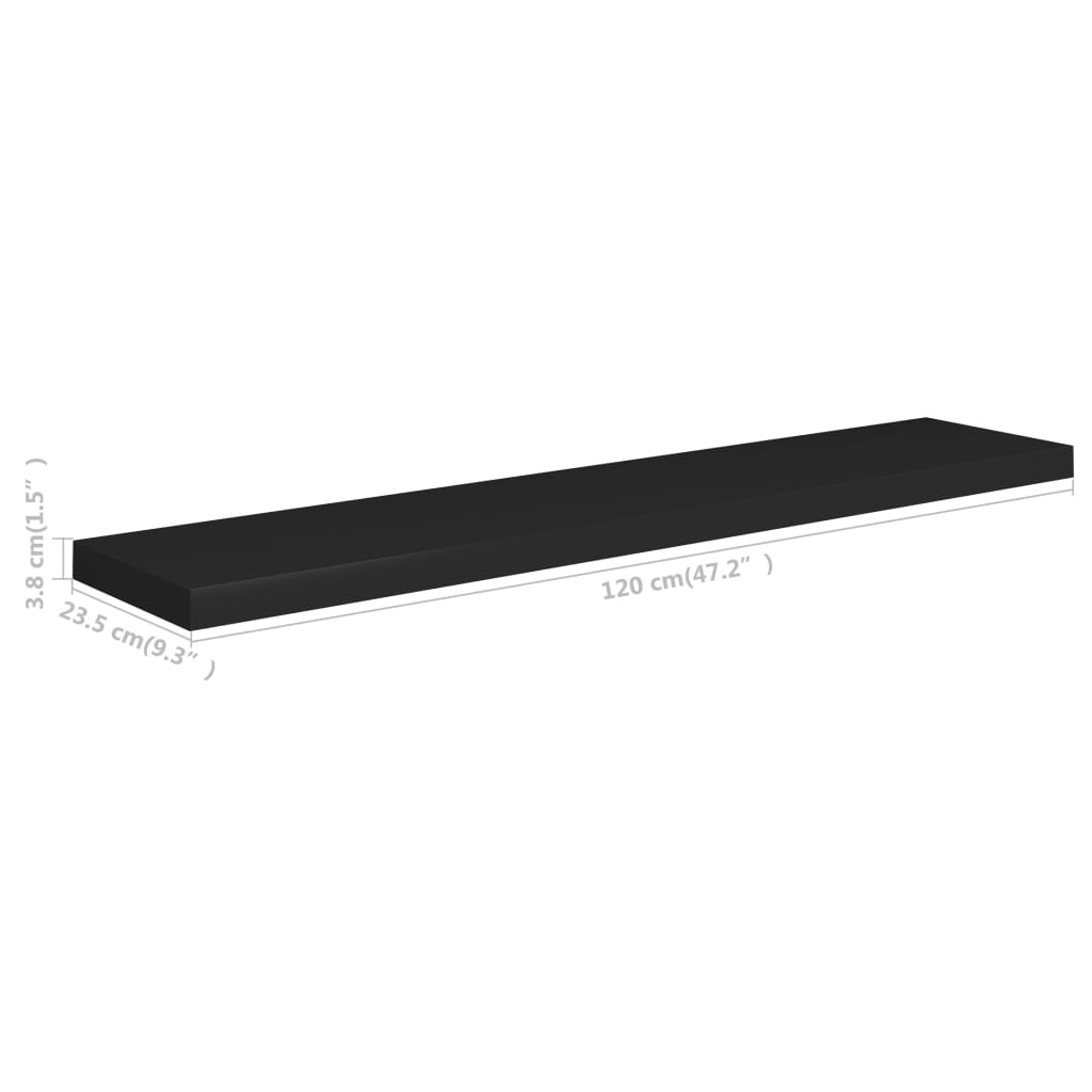 Scaffali A Parete 4 Pz Neri 120X23,5X3,8 Cm In Mdf Nero