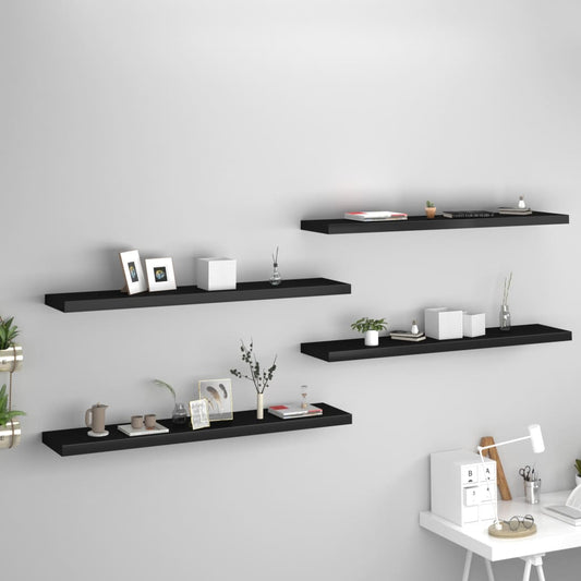 Scaffali A Parete 4 Pz Neri 120X23,5X3,8 Cm In Mdf Nero