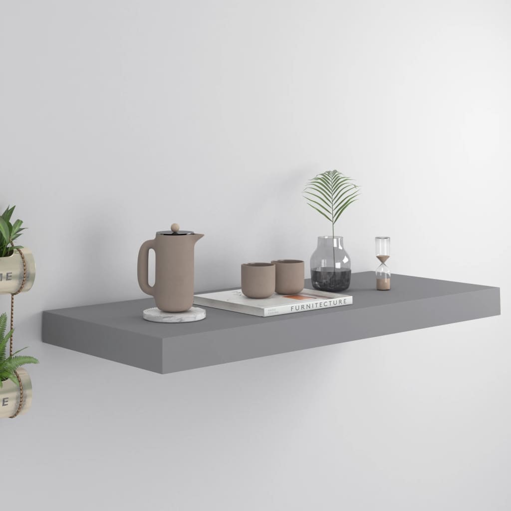 Scaffali A Parete 2 Pz Grigi 90X23,5X3,8 Cm In Mdf Grigio