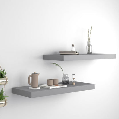 Scaffali A Parete 2 Pz Grigi 90X23,5X3,8 Cm In Mdf Grigio