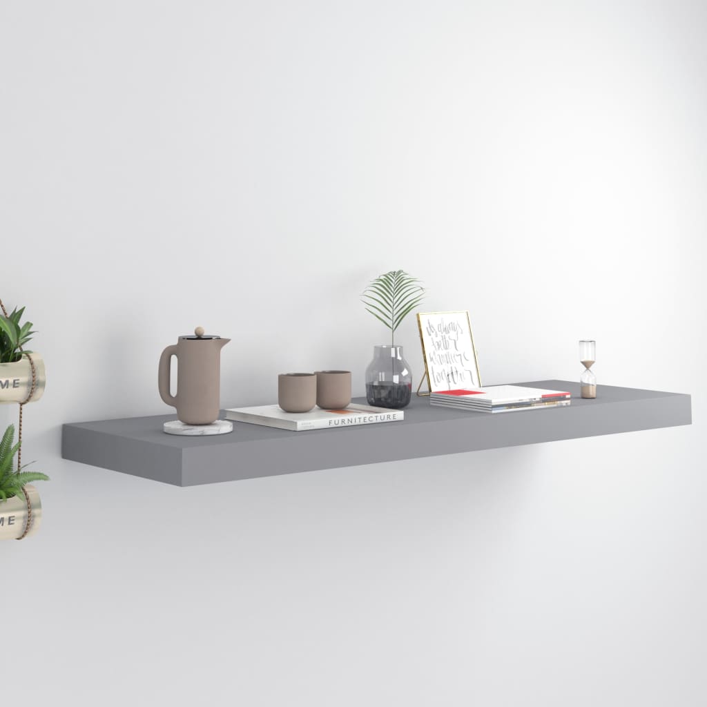 Scaffali A Parete 2 Pz Grigi 90X23,5X3,8 Cm In Mdf Grigio