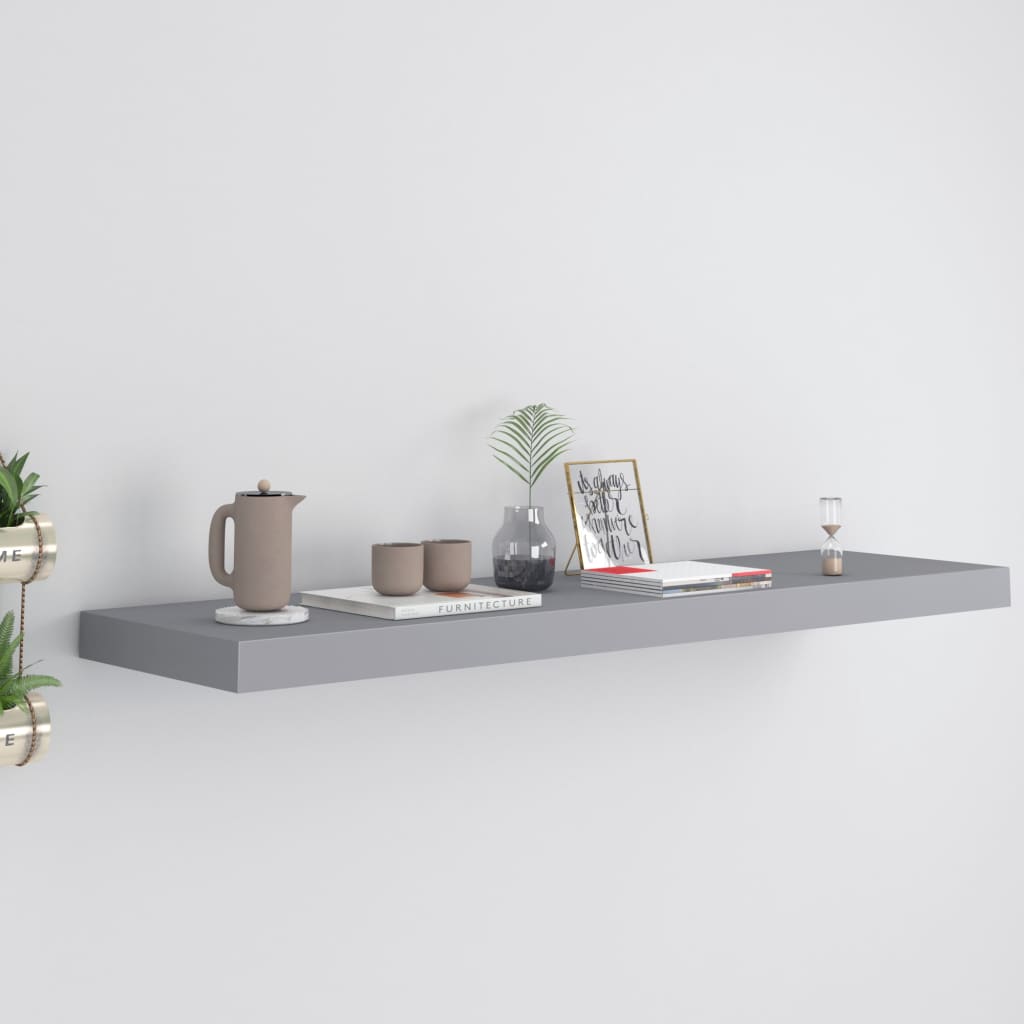 Scaffali A Parete 2 Pz Grigi 90X23,5X3,8 Cm In Mdf Grigio
