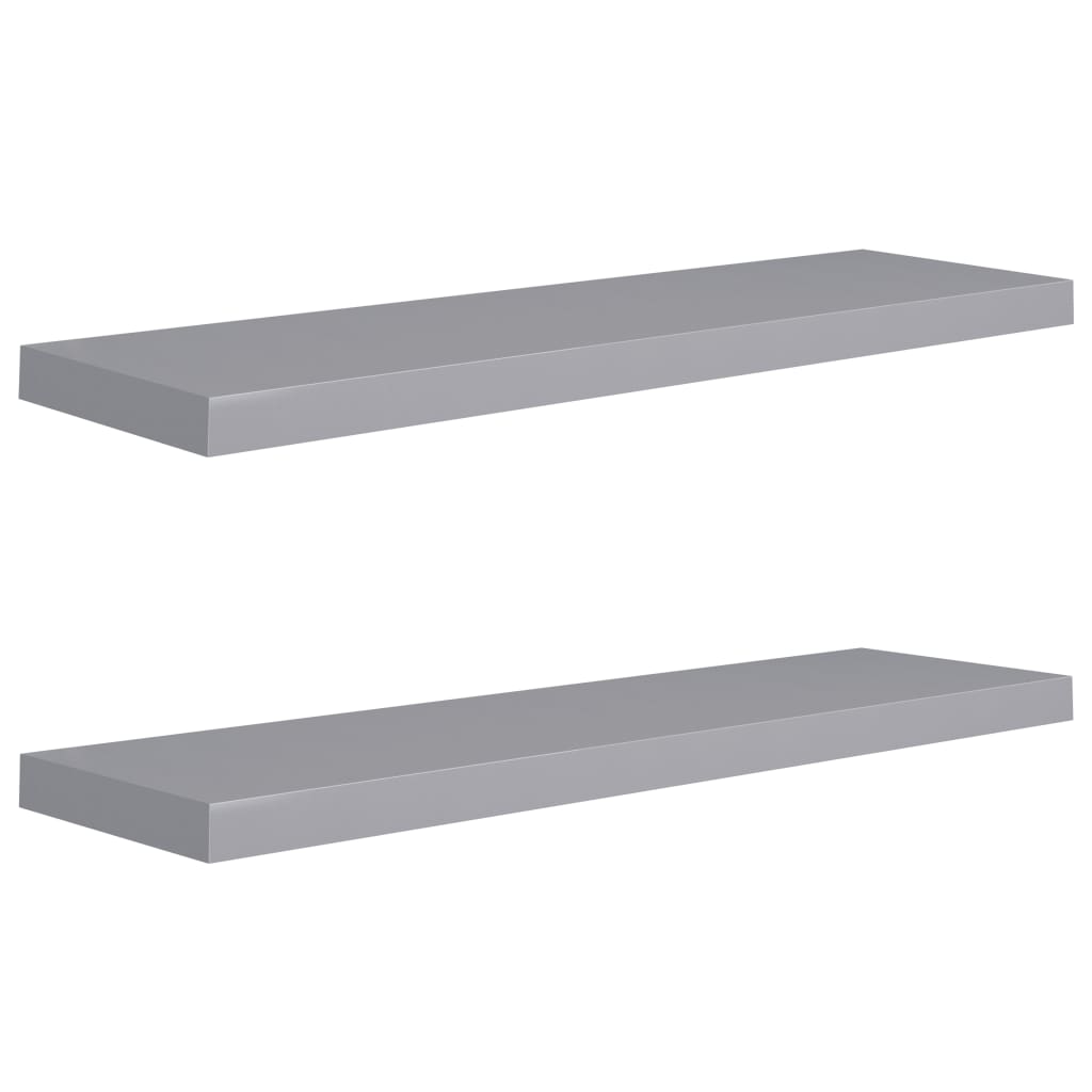 Scaffali A Parete 2 Pz Grigi 90X23,5X3,8 Cm In Mdf Grigio