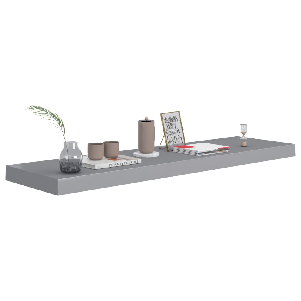 Scaffali A Parete 2 Pz Grigi 90X23,5X3,8 Cm In Mdf Grigio