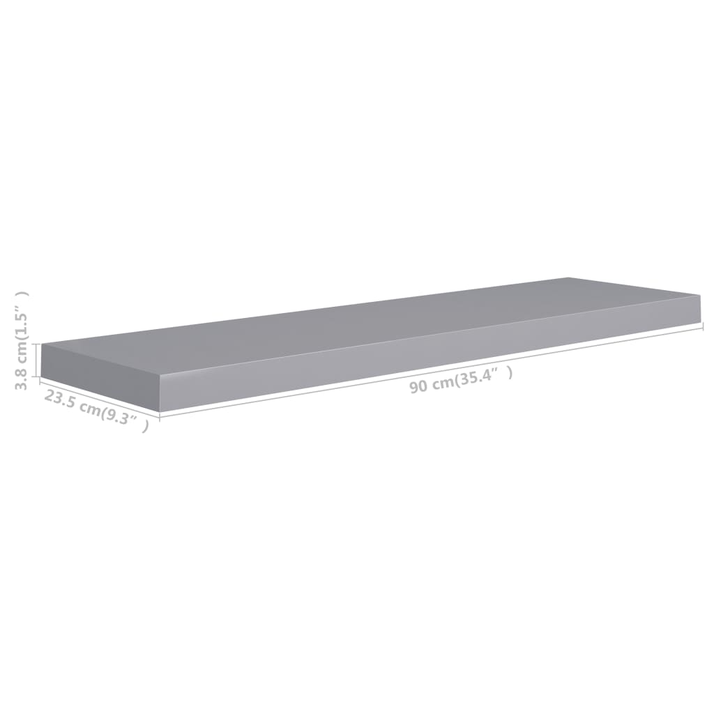 Scaffali A Parete 2 Pz Grigi 90X23,5X3,8 Cm In Mdf Grigio