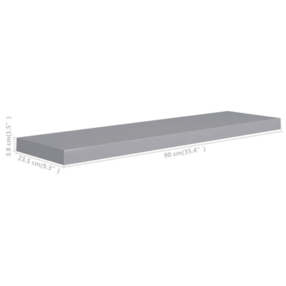 Scaffali A Parete 2 Pz Grigi 90X23,5X3,8 Cm In Mdf Grigio