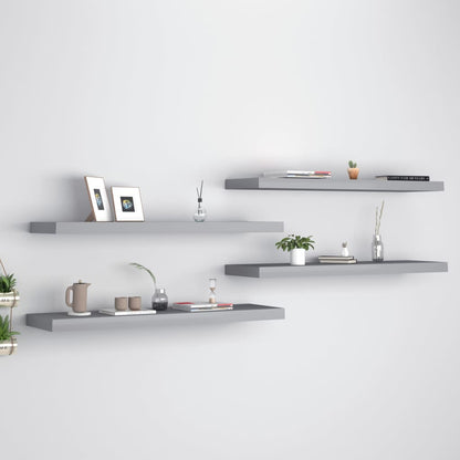 Scaffali A Parete 2 Pz Grigi 90X23,5X3,8 Cm In Mdf Grigio
