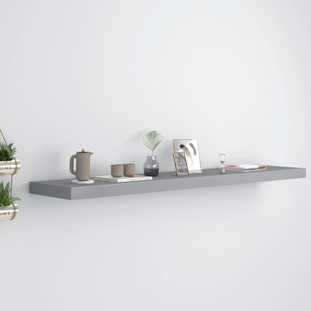 Scaffali A Parete 2 Pz Grigi 90X23,5X3,8 Cm In Mdf Grigio