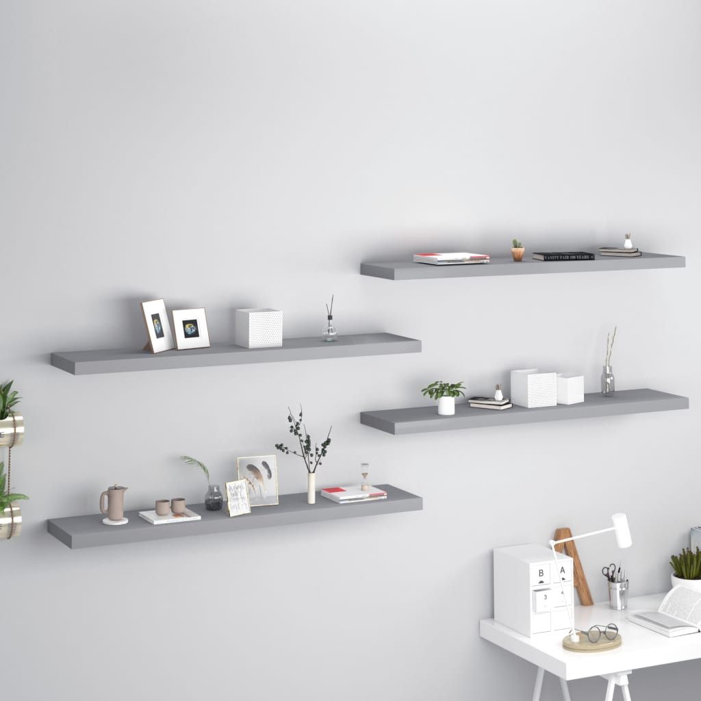 Scaffali A Parete 2 Pz Grigi 90X23,5X3,8 Cm In Mdf Grigio