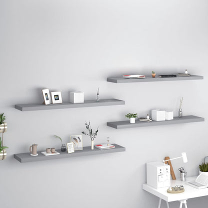 Scaffali A Parete 2 Pz Grigi 90X23,5X3,8 Cm In Mdf Grigio
