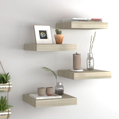 Scaffali A Parete 4 Pz 60X23,5X3,8 Cm In Mdf Rovere