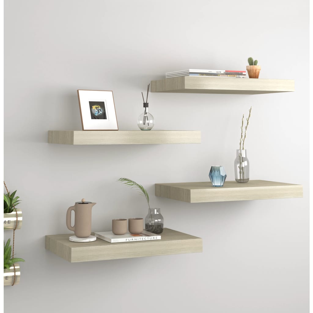 Scaffali A Parete 4 Pz 60X23,5X3,8 Cm In Mdf Rovere