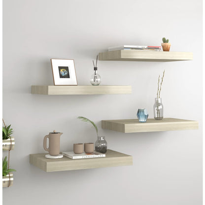Scaffali A Parete 4 Pz 60X23,5X3,8 Cm In Mdf Rovere