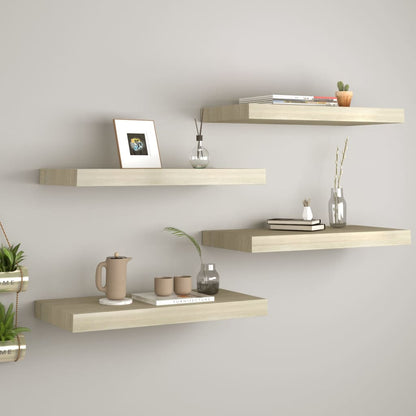 Scaffali A Parete 4 Pz 60X23,5X3,8 Cm In Mdf Rovere