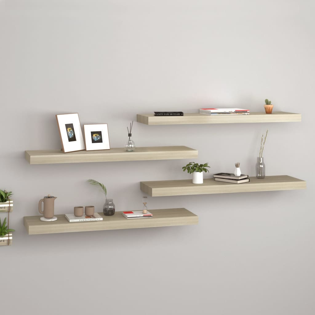 Scaffali A Parete 4 Pz 60X23,5X3,8 Cm In Mdf Rovere
