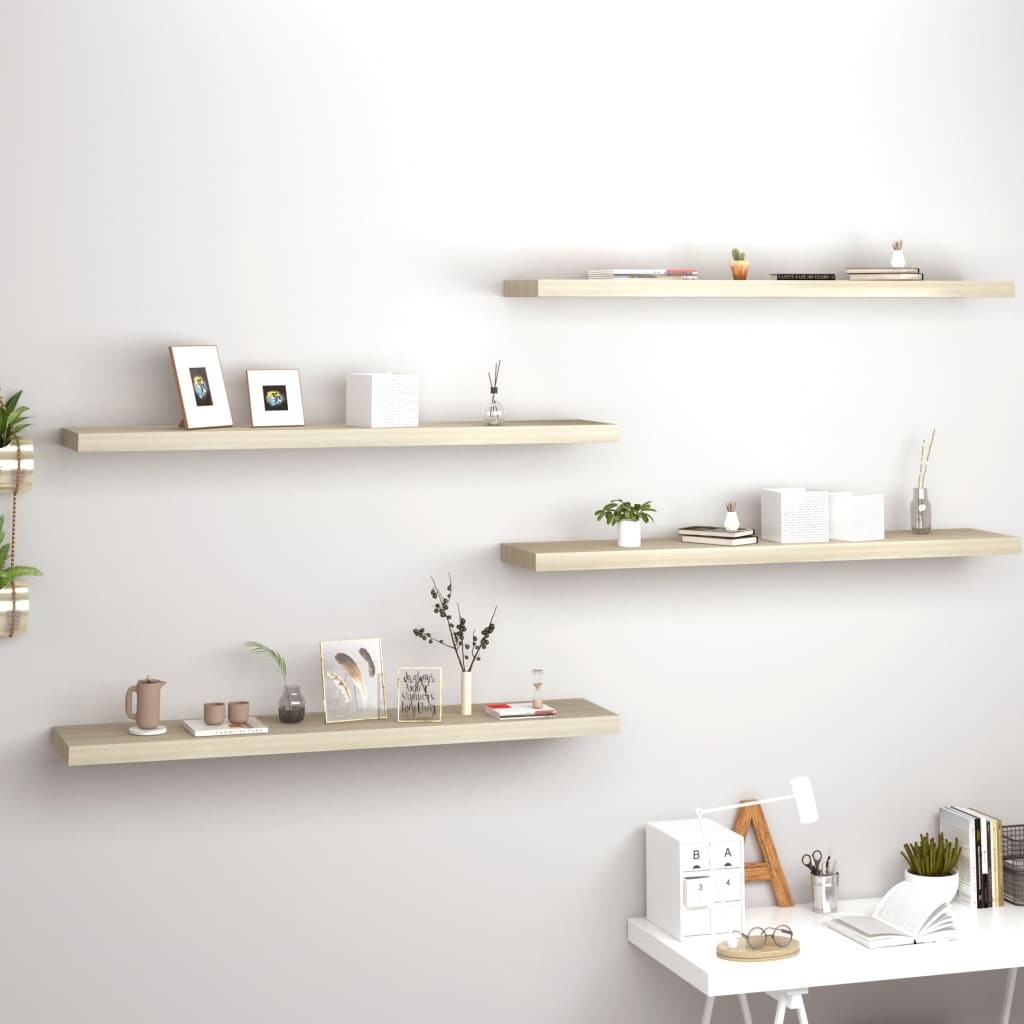 Scaffali A Parete 4 Pz 60X23,5X3,8 Cm In Mdf Rovere