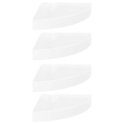Mensole Angolari Sospese 4 Pz 25X25X3,8 Cm Mdf Bianco Lucido