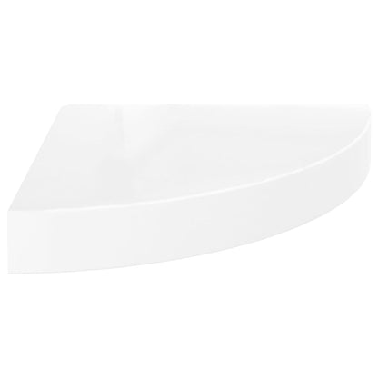 Mensole Angolari Sospese 4 Pz 25X25X3,8 Cm Mdf Bianco Lucido