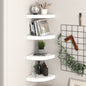 Mensole Angolari Sospese 4 Pz 25X25X3,8 Cm Mdf Bianco Lucido