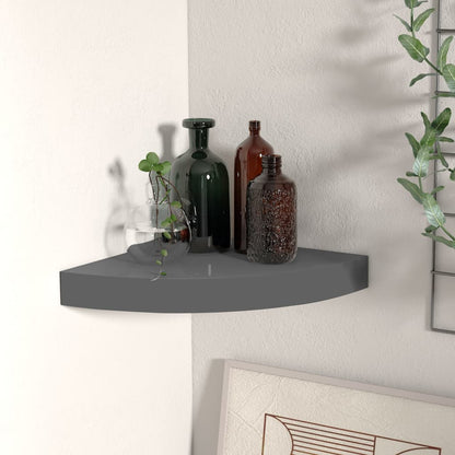 Scaffali Angolari A Parete 4 Pz 35X35X3,8 Cm Mdf Grigio Lucido